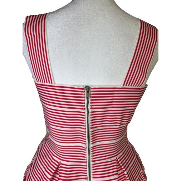 HD in Paris Anthropologie Cabana Peplum Bandage Tank Top Red White Stripe SP - Picture 6 of 9